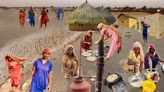 woman morning routine in desert ||Hindu community ||Near pakistan India Border ||Traditional  food