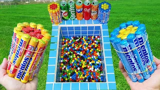 Experiment: Pepsi Cola of Fanta !! Popular Sodas ! Colorful Sugars, Coca Cola And Mentos İn The Pool