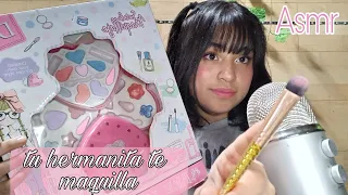 ASMR roleplay | tu hermanita pequeña te maquilla con maquillaje de juguete 💗
