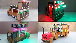 4 बहतरीन dj truck जिसमें dj system और dj lights Loading करते हुए | how to Make DJ Truck