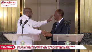 Côte d’ivoire: Déclaration de Laurent Gbagbo et Alassane Ouattara après un tête à tête au pala