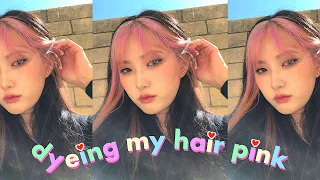 I Tried Dyeing My Hair Pink At Home 💗집에서 핑크머리 셀프염색 해봤어요!