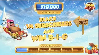 Coin master: Reach 1 Million subscribers and win B-I-G! | 5,000 Spins are up for grabs! 🎁