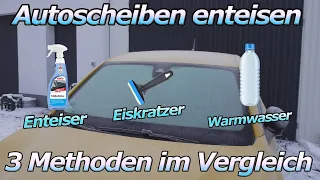 Auto extrem vereist! Auto enteisen - 3 Methoden im Vergleich - Eiskratzer - Enteiser und Warmwasser
