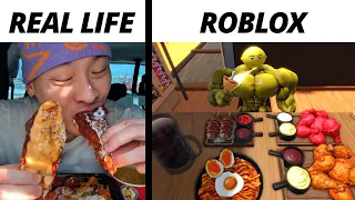 Mukbang Real Life vs Roblox