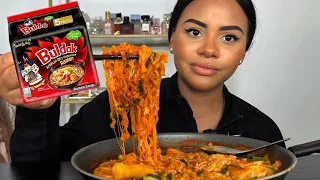cheesy buldak mukbang | 25 w/ no car | postpartum rage