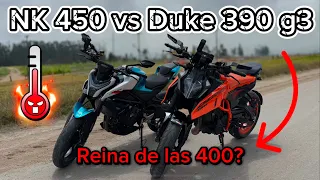 ❌CFmoto Nk 450 vs ktm Duke 390 G3😱 casi funden las motos😰