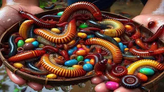 Seru ‼️ berburu kaki seribu millipede, larva kumbang cuwawak, dan bekicot warna-warni ..