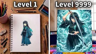 1 HOUR vs 10 HOUR vs 100 HOUR Hashira Painting