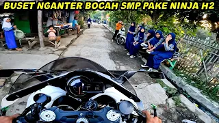 NGANTER PONAKAN KE SEKOLAH PAKE MOGE NINJA H2🔥