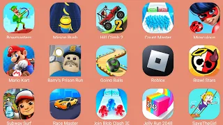 Roblox,Barry's Prison Run,Save The Girl,Bowmasters,Mario Kart,Subway Surf,Race Master 3D,Minion Rush