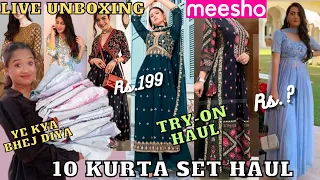 Huge Meesho Kurta Set Haul || Omg 🤭 Sbse Sasti Kurti Start Rs.199 || Live Unboxing || Tryon Haul