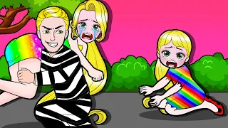 Paper Dolls Dress Up - Evil Adam Harms Rapunzel's Family - Barbie Story & Crafts