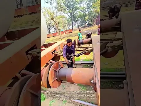 連結の一瞬：車両間に立つ締結作業