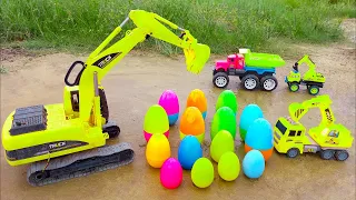 Xe Cẩu và Xe Container chở Máy Xúc tìm Xe Đồ Chơi, Siêu Nhân , Ô Tô Múc Cát , Xe Tải , Xe Chó Cứu Hộ