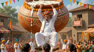 😱 Giant Dahi Handi! City Girls vs Village Grandpas | Epic Battle 💥