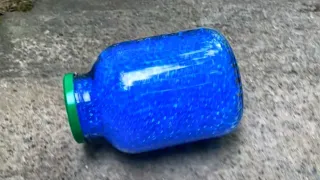 Breaking blue glass bottles ⚠️🔥 Crushing Crunchy & Soft Things !