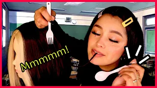 CHICA RARA 😱 se COME tu CABELLO en el SALÓN 📚 porque no lleva desayuno 😳 I Ges ASMR
