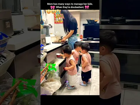 Mom has many ways to manage her kids. When they're disobedient, #triplets