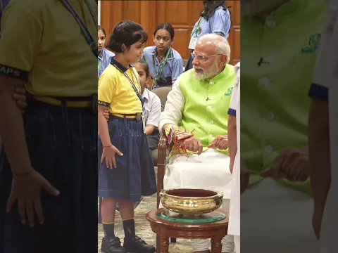 PM Modi's adorable conversation with school girls on Raksha Bandhan| #shorts
