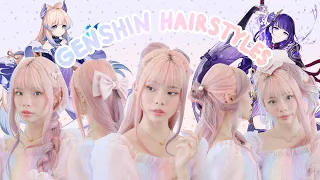 6 CUTE & EASY hairstyles inspired by genshin impact characters, part 4! 🎀