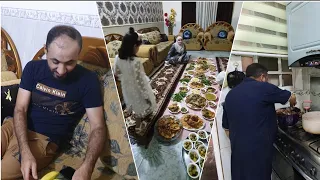 العزيمه الخالاتي اجو يسلمون عليه قبل ماروح للعمليه شوفو التحضيرات والعشه والحمدالله بدون تعب