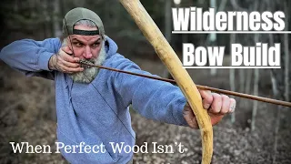 Wilderness Bow Build - When Perfect Wood Isn't #survival #archery #bow #bowandarrow #primitiveskills