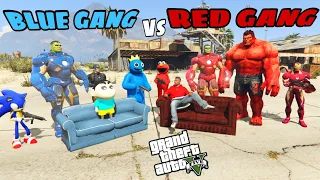 Franklin Red Gang Vs Shinchan Blue Gang in GTA 5 ! JSS GAMER