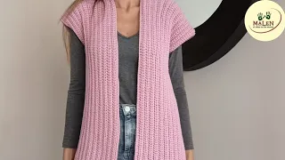 Chaleco Alaska 😍 Crochet FÁCIL en UNA PIEZA, derechito y en todos los talles #ganchillo #crochet