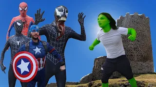 She- Hulk VS Spiderman VS Black Spiderman VS Captain America VS Superheroes