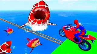 GTA V Shark Racing Challenge Super Stunts للدراجات النارية والسيارات ذات الأبطال الخارقين