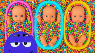 Full of 3 Rainbow BathTubs Candy with M&M's & Magic Slime Cutting Video