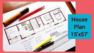 15' x 57' house plan | 2BHK home design | 15 x 57 Ghar ka naksha