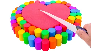 ASMR Video | How To Make Rainbow Heart Cake From Kinetic Sand & Nail Polish Cutting | By Yo Yo