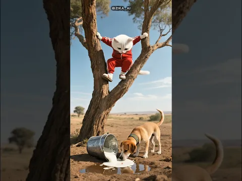 شوف القط مياو عمل إيه لما الكلب جري وراه في المزرعة😰💔 #shorts #ai #cat #viral