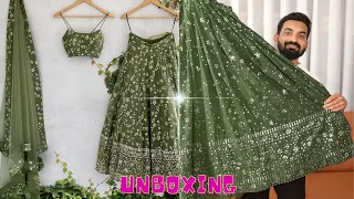 Green color Designer Sequence & Embroidery work Lehenga choli for Any Function || Unboxing & Review