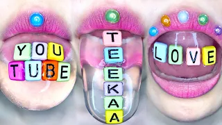 유튜브 알파벳 젤리 먹방 ASMR ALPHABET PUDDING YOUTUBE JELLY LOVE GUMMY CLEAR TONGUE eating sounds MUKBANG