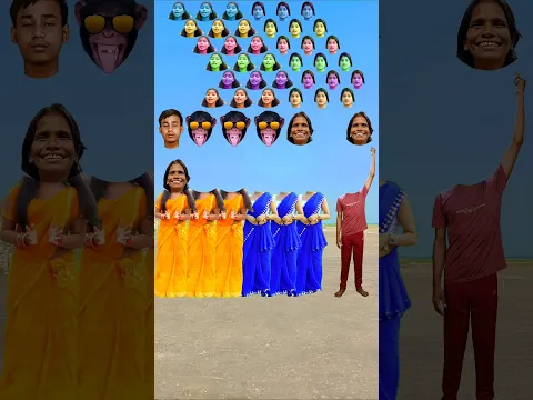 Yellow vs blue bhabhi correct head matching with tu radha meri main shyam tera songs 😆 😆 #shorts