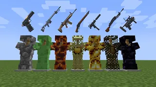 GUNS and ARMOR vs ALL Golems in Minecraft