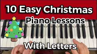 🎄10 Easy Christmas Piano Tutorials With Letters #ChristmasPianoSongs #EasyChristmasPianoSongs