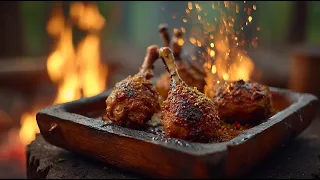 You’ll HEAR the CRUNCH! 🍗🔥 Crispy Drumsticks Over Fire