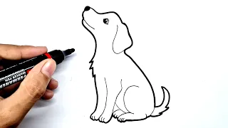 How to draw Dog drawing easy step by step for beginning. Easy drawing for kids 
