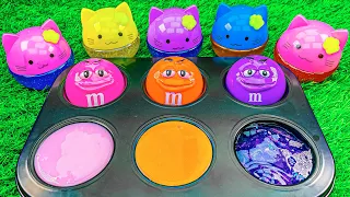 Satisfying Video l Rainbow Magic Slime Candy Lollipop With Colorful Tray Circle - Cutting ASMR #40