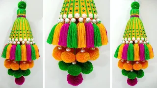 EASY PLASTIC BOTTEL & WOOLEN JHUMER CRAFT IDEA/WOOLEN WIND CHIME/CHANDELIER /OON KA JHUMER KA TARIKA