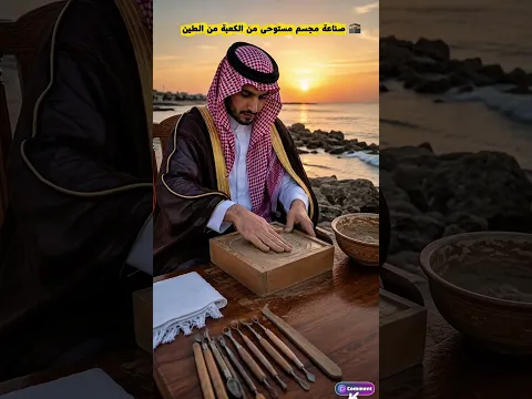 شاب سعودي يصنع مجسمًا مستوحى من الكعبة من الطين على شاطئ البحر