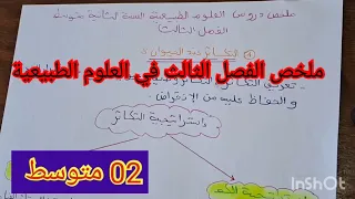 ملخص الفصل الثالث في العلوم الطبيعية السنة الثانية متوسط