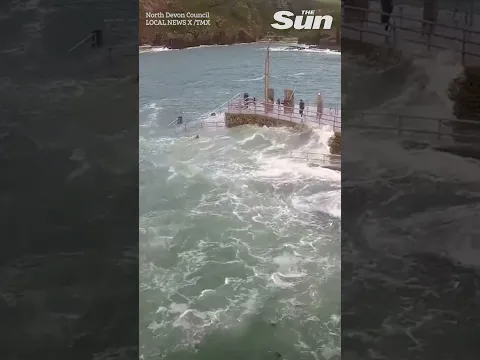 Resourceful bystander rescues child swept off pier during high tide #shorts