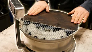 Unique tool made from an old car rim! The result is decent