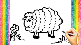 Rainbow Sheep Drawing, Coloring and Painting for Children and Toddlers | How to Draw a Sheep #sheep