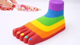 Satisfying Video l How to make Rainbow Toenail & Foot With Kinetic Sand Cutting ASMR